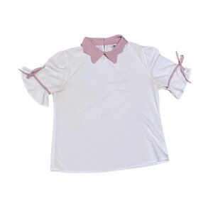 Elegant White and Lavender Women's Blouse